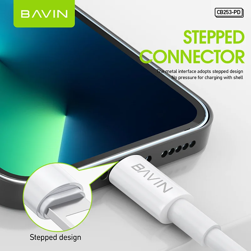 BAVIN  hot selling cell mobile phone usb date cable 1m pd 18w 20w 30w  type c 8 pin fast charing cable for lighting to usb-c