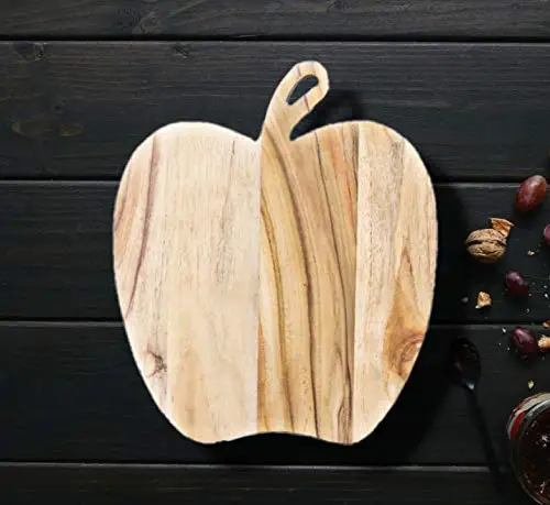 Двухцветная разделочная доска из тикового дерева в форме яблока реверсивная для сыра/разделочной доски Разделочные Блоки кухонный инструмент ручной работы Индии