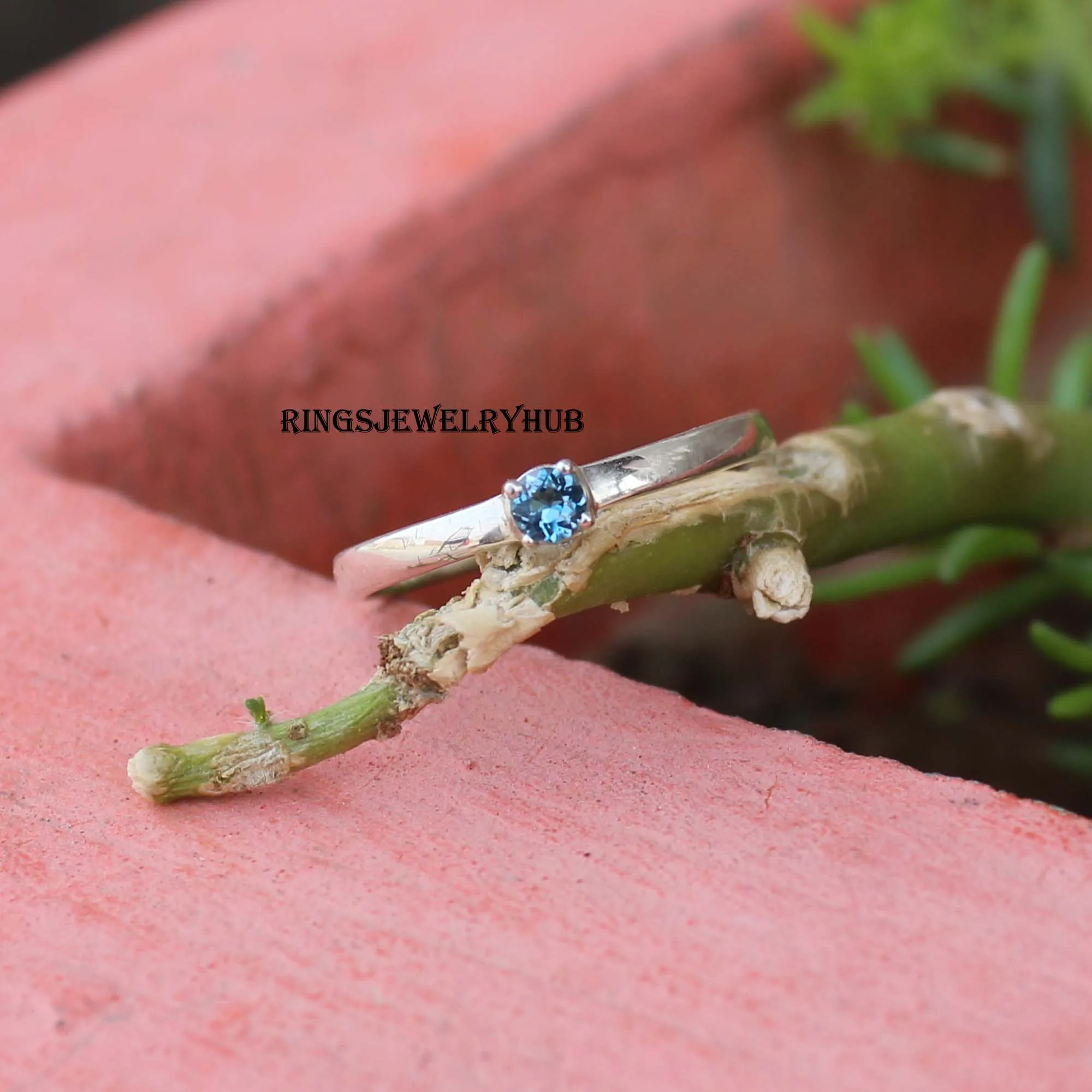 
Natural London Blue Topaz Ring Handmade jewelry Round Cut Ring Best Quality Silver Ring 