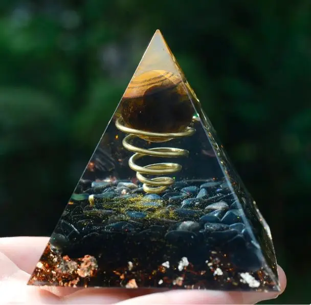 Spiritual Healing Crystals Natural  Tiger Eye Orgone Energy Stone  pyramids For Work Office Home Furnishings Gifts Ether Jewelry