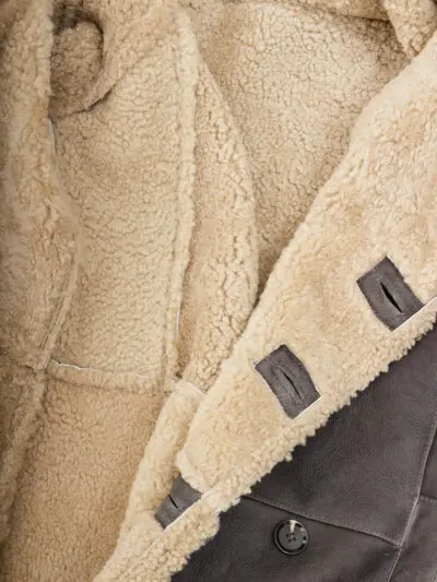  Горячая Распродажа Мужская овчина темно-коричневая кожаная теплая Модная куртка Peacoat с меховой подкладкой для зимы