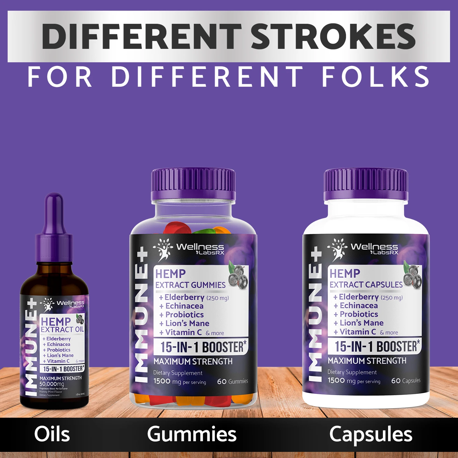 
Hemp Oil Extract Tincture Drops for Cold, Flu, Immune Support with Elderberrry, Echinacea, Probiotics, Zinc, Vitamin C 