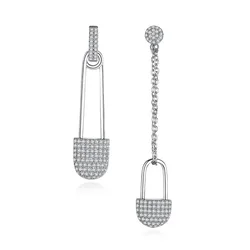 Fashion fine jewelry  aretes de plata wholesale silver locker earring  925 sterling silver long clip earring for women