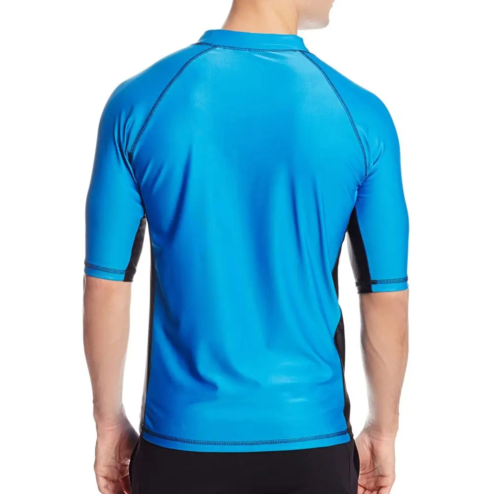 Plus size Sun Protecting Clothing Breathable Rash Guards For Men O Neck Design With Half Sleeves