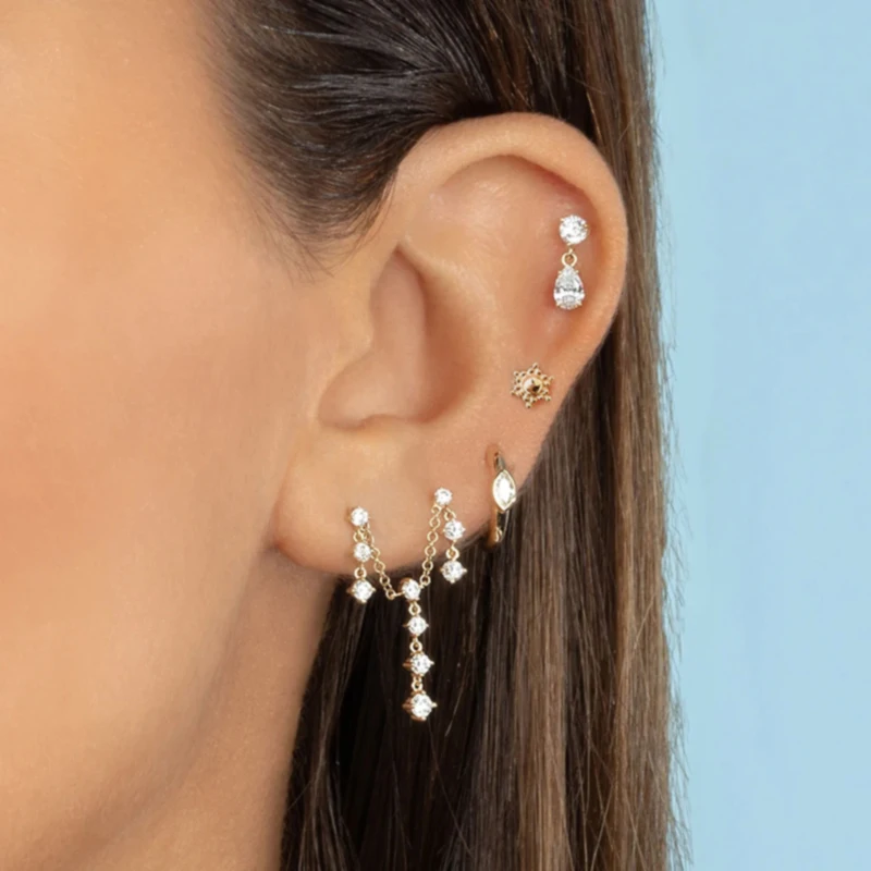 CANNER 2021 New Design Wholesale S925 Sterling Silver Sun Shaped Piercing Earrings For Woman