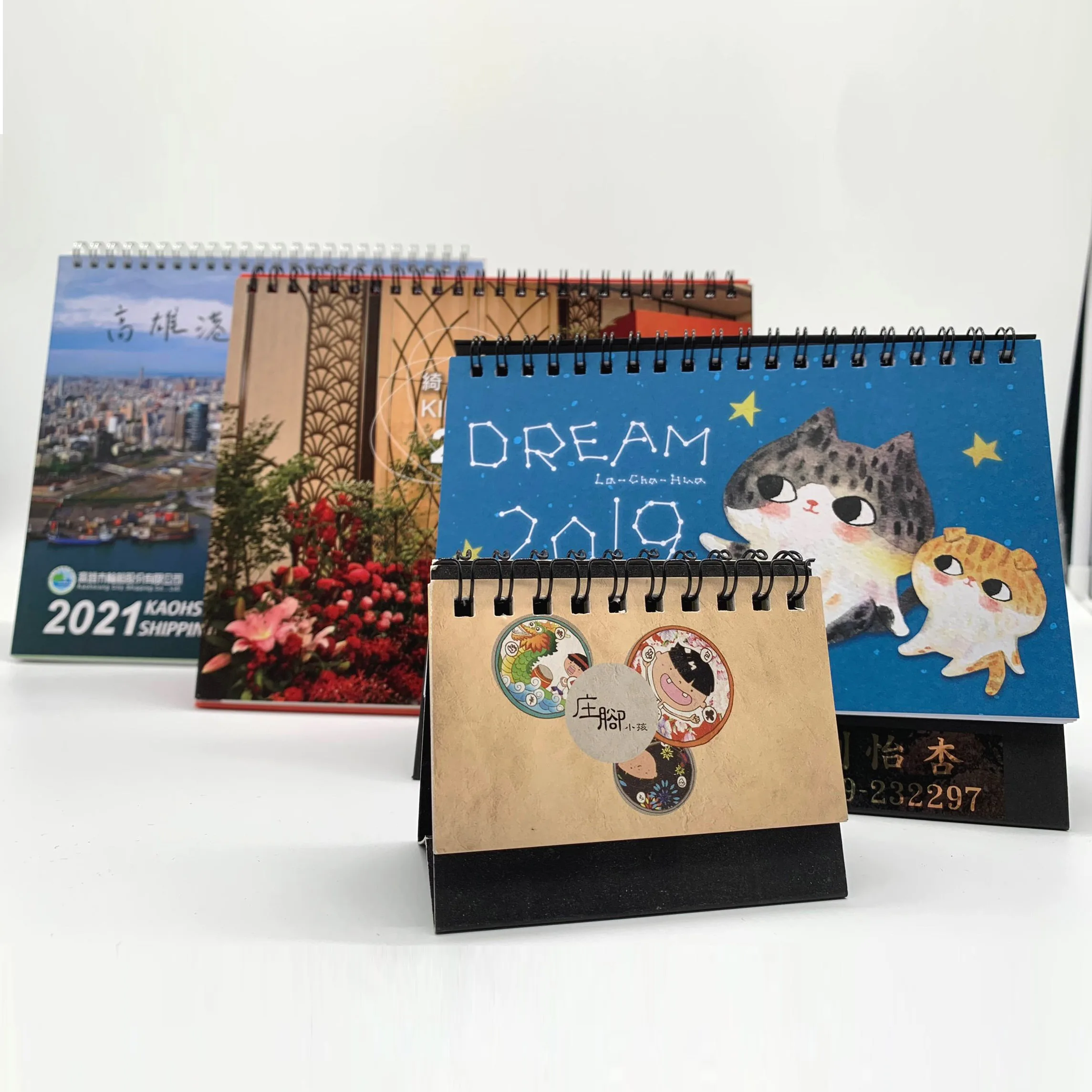 Custom spiral binding special design printing desk calendars calendar ,schedule Black Backboard