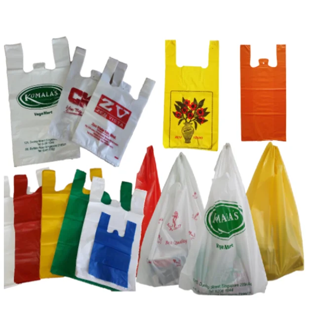 clear vest type shopping bag for vegetable and other food take away