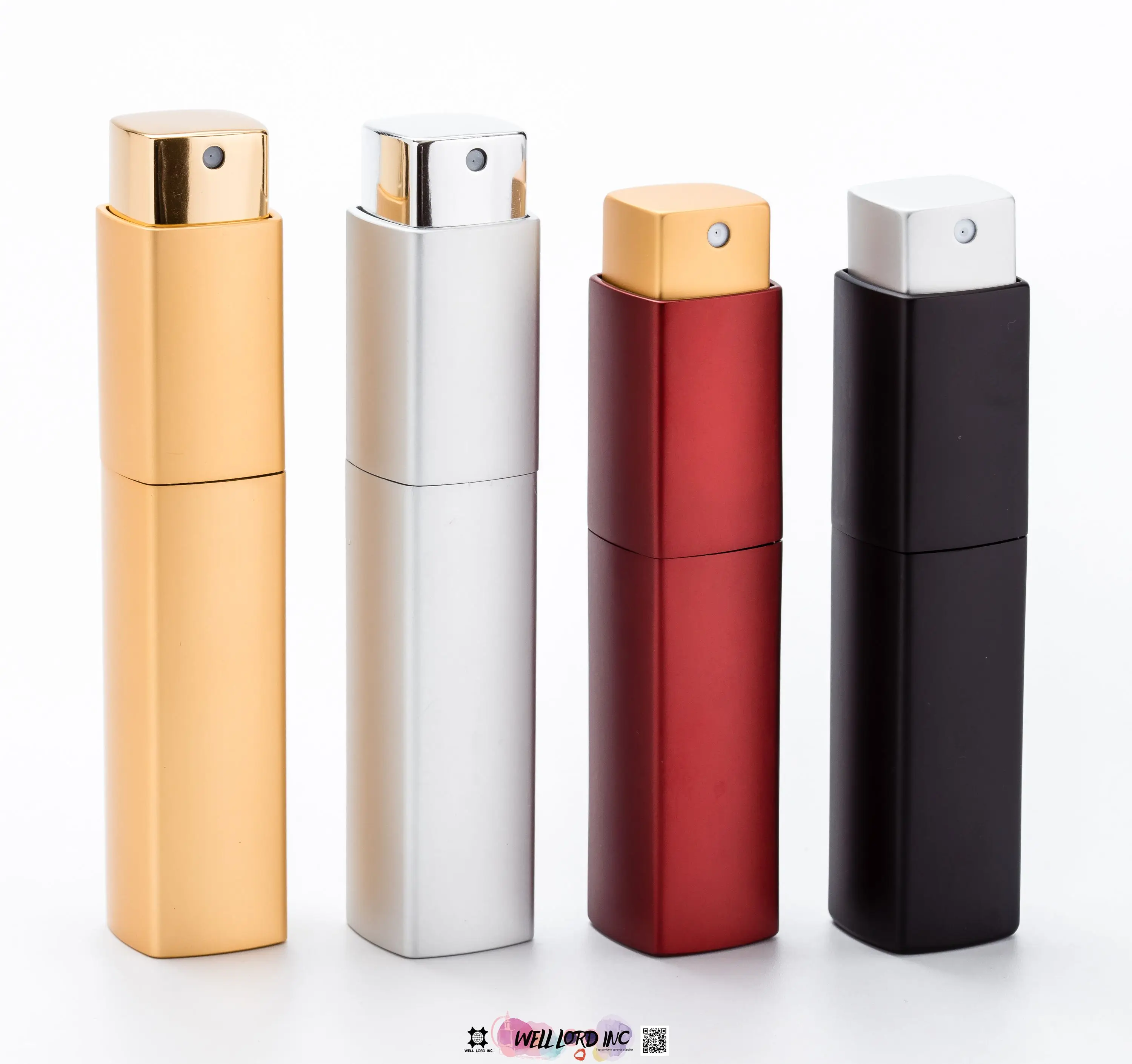 Glamorous red square shape perfume atomizer 8ml/10ml twist up refillable mini perfume bottle