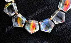 Mystic quartz shield shape stone top drilled gemstones handmade stone jewelry making gemstone mystic quartz jewelry mystic bead