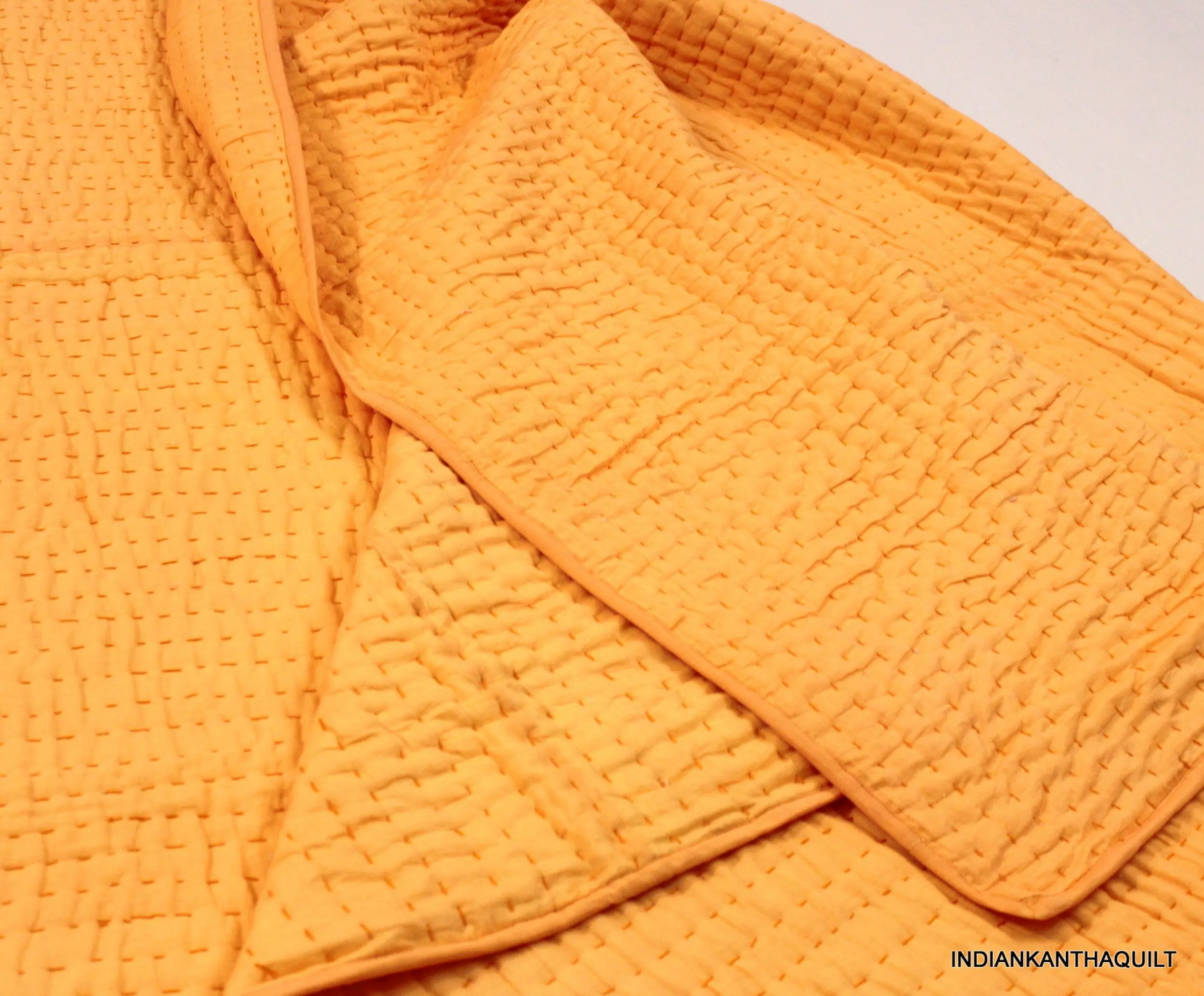 Оптовая цена однотонное Хлопковое одеяло Kantha с принтом двустороннее одеяла ручной работы