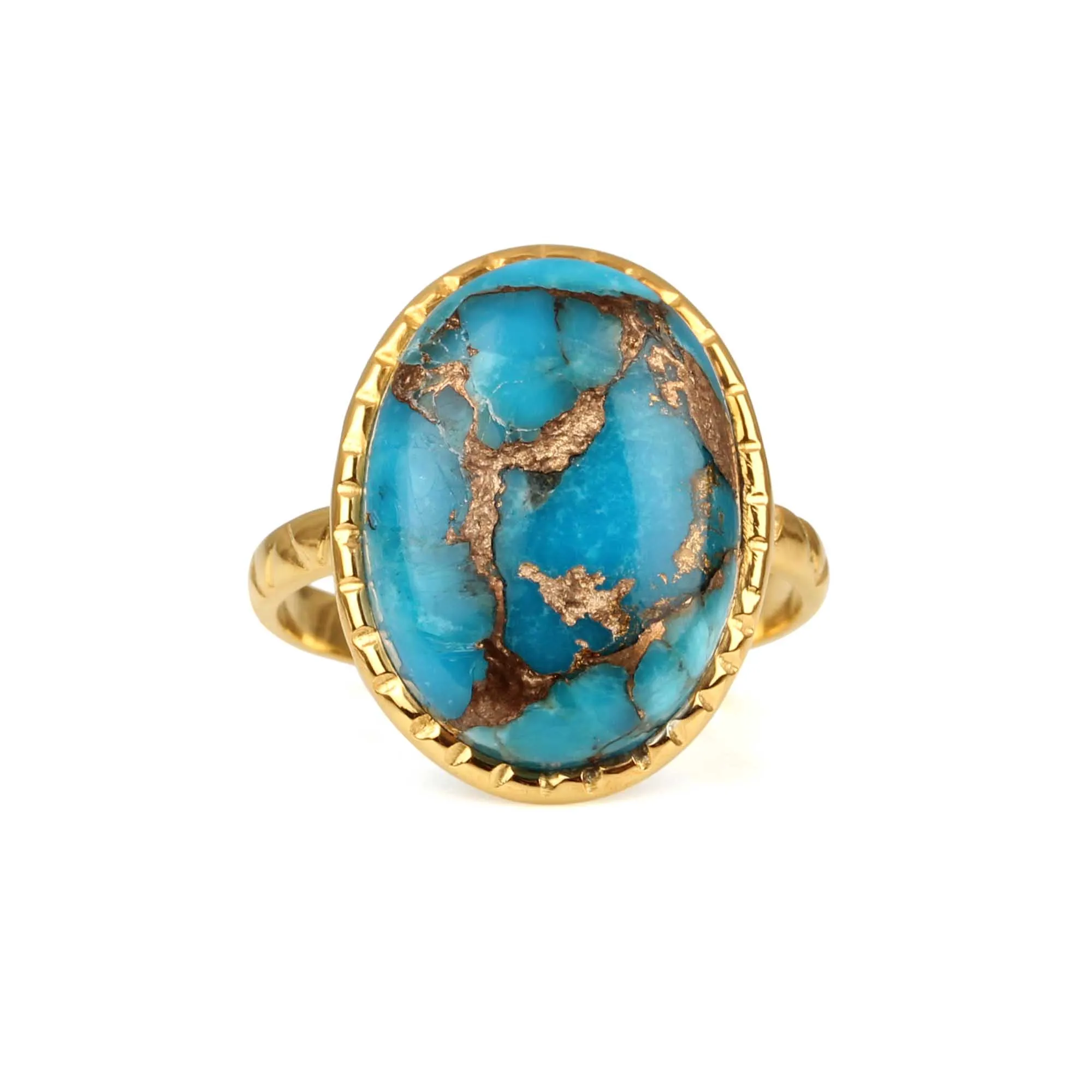 10x14 мм высококачественный натуральный Мохаве синий медный бирюзовый драгоценный камень бестселлер 18-каратное Позолоченное серебряное овальное кольцо женские Украшения