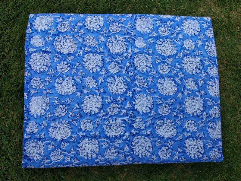 Sanganeri Fabric Designer Dress Fabric Natural Indigo Dye Beautiful Hand Block Print Cotton Fabric