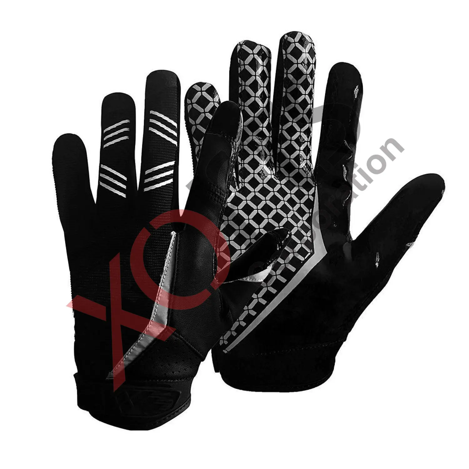 Red Black Lines American Football Sticky Palm Receiver Gloves