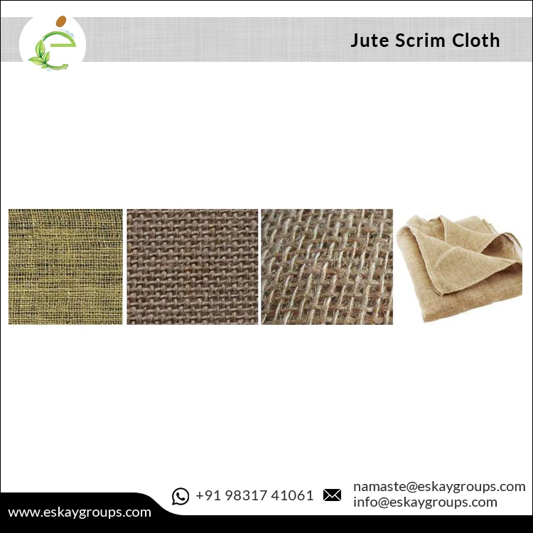 Custom Logo / Private Label Available for 100% Jute Hessian Scrim Cloth for Geo Textile, Packaging and Decoration