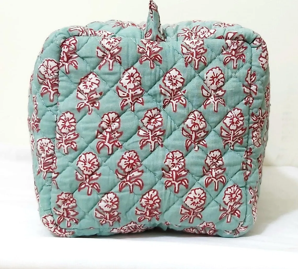 Indian Handmade Cotton Quilting Water Proof Lining Multi Color Carry Pouch Hand Bag