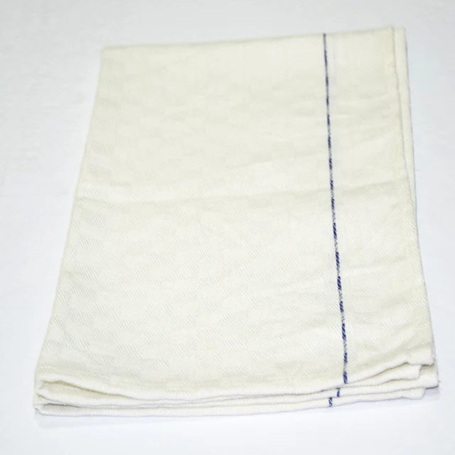 100% Cotton White Chess Kitchen Towel / White Waiter Cloth Super Absorbent