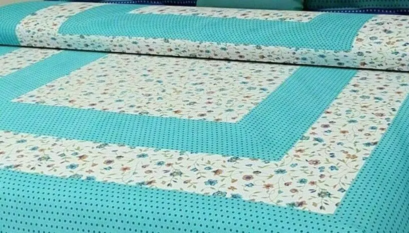 Floral Cotton Printed Jaipuri Double Indian Bedsheet with 2 Pillow Covers