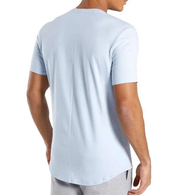 Men T Shirts Curved Hem Slim Fit T Shirt Street Style Shirt Fitness Wear Street Apparel