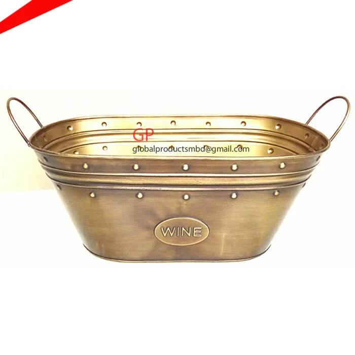 top quality pure copper oval shape ice bucket beverage tub for bar weddings hotels