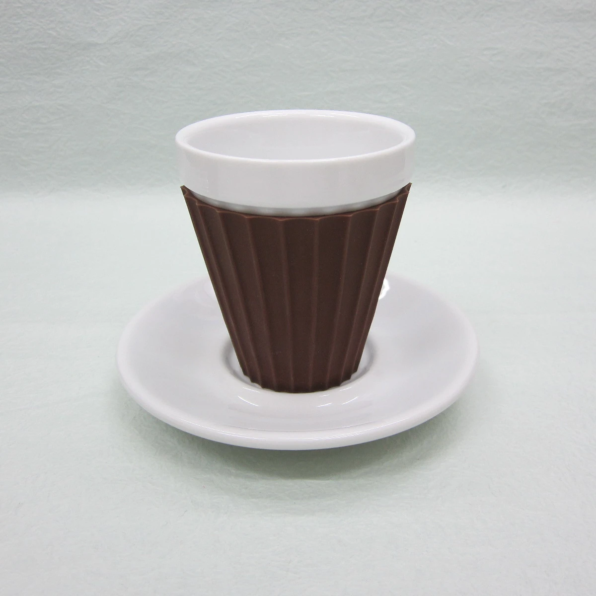 Coffee Mug with Silicone Sleeve and Saucer