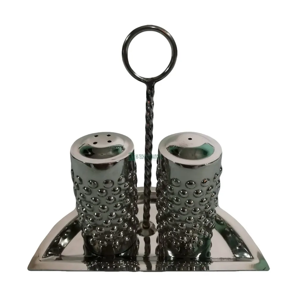 Custom Round Salt & Pepper Shakers - Metal Silver Wholesale Salt and Pepper Mills - Designer Premium Handmade Salt Pepper Holder