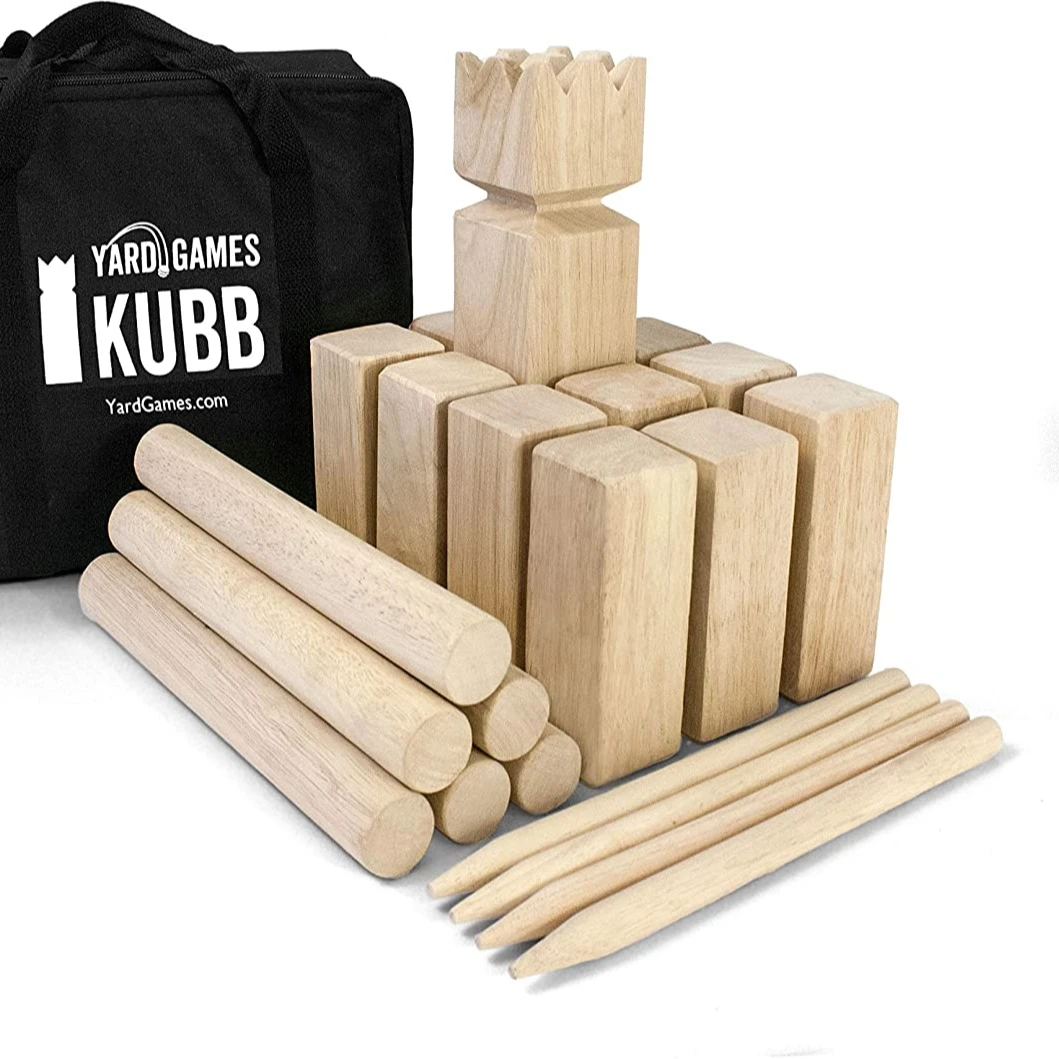 promotional kubb set wooden garden games Customized size for all season wooden box indoor game for kids