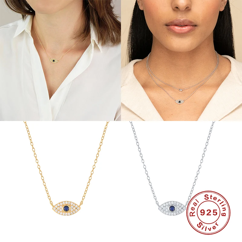 CANNER Wholesale Fashion Charm 925 Sterling Silver Jewelry 18K Gold Eye Zircon Pendant Necklace