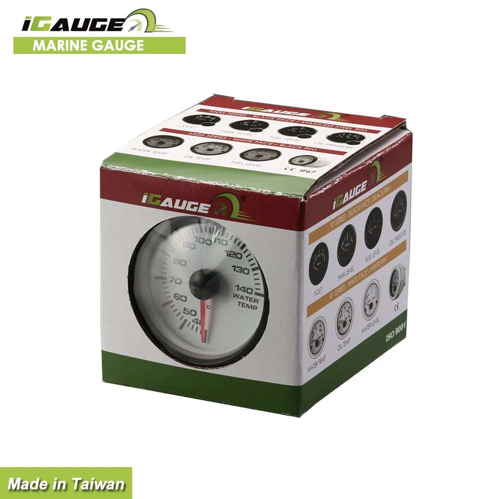  52mm electrical white face waterproof water temp gauge for
