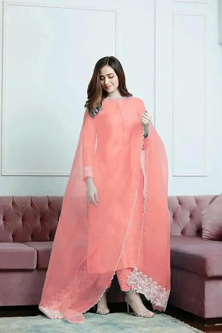 beautiful pastel colors full stitch suit with dupatta for evening and party wear for ladies