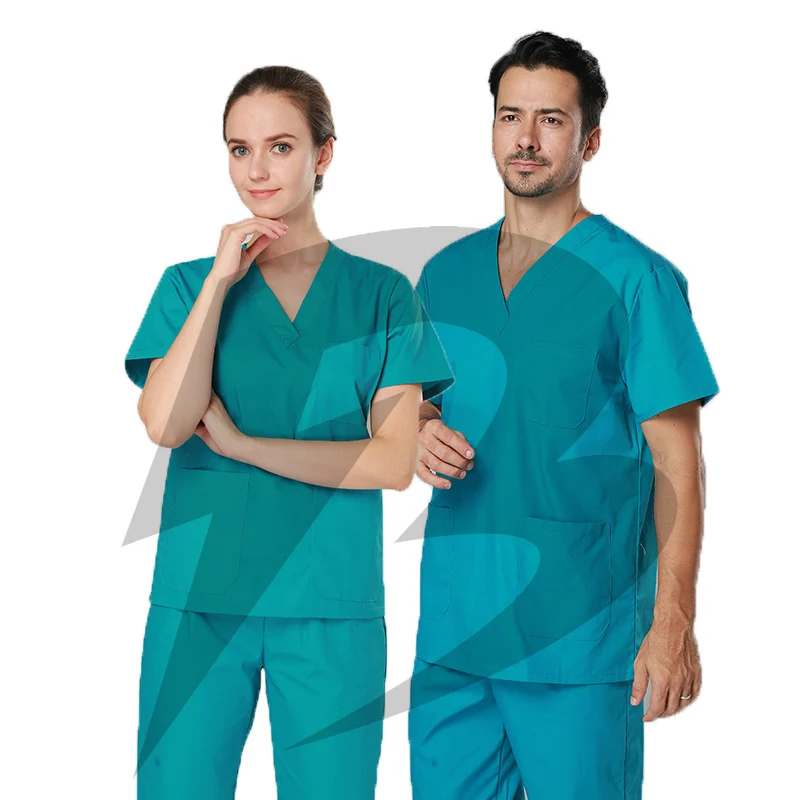 
2021 Solid Color Cotton Fabric Scrub Uniform Sets Women Suit Uniform 