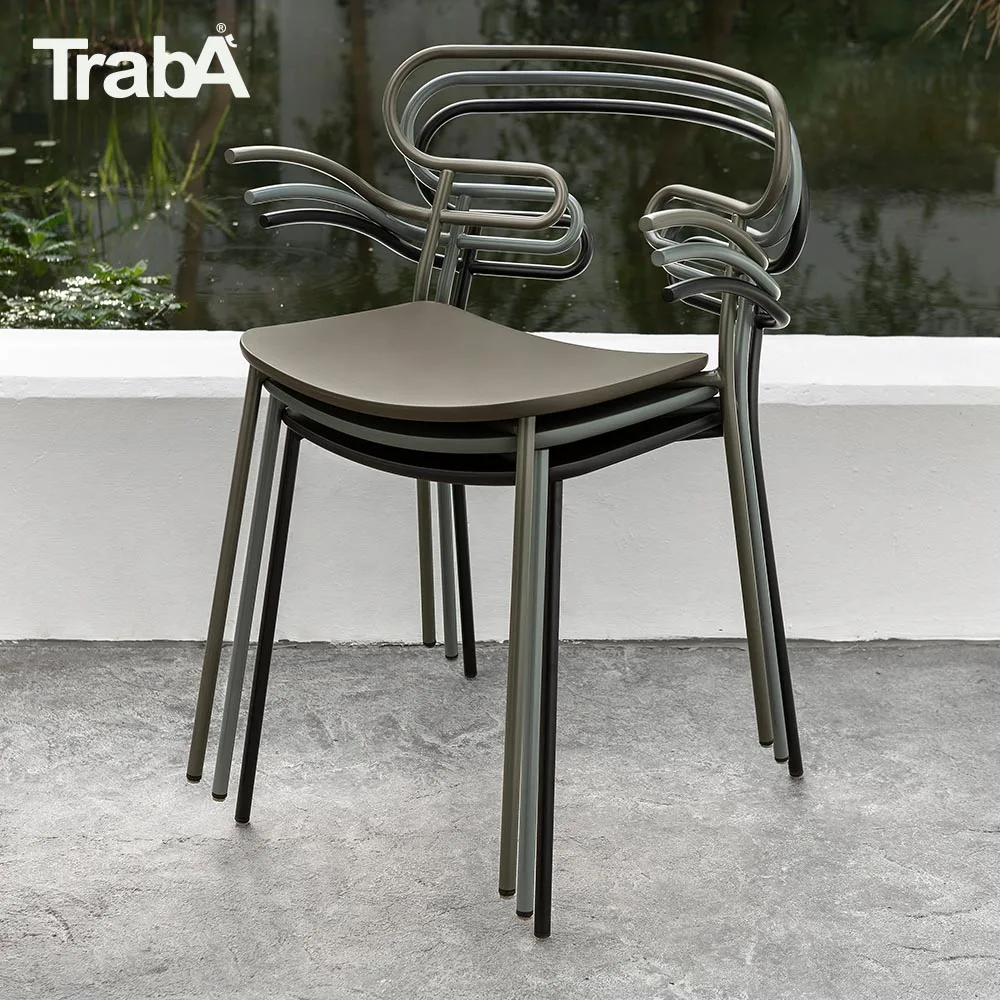 Best Quality stackable Armchair metal frame PU seat outdoor