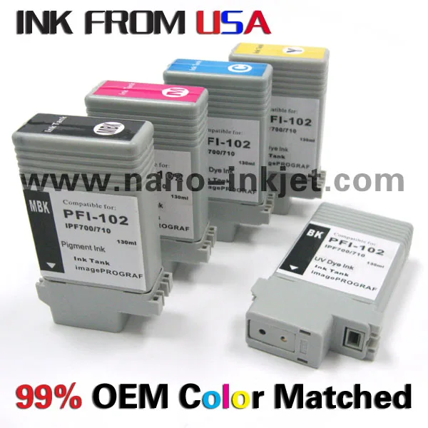 pfi-102 ink cartridge compatible for Canon iPF500/510/600/605/610/700/710/720/650/655/750 printer