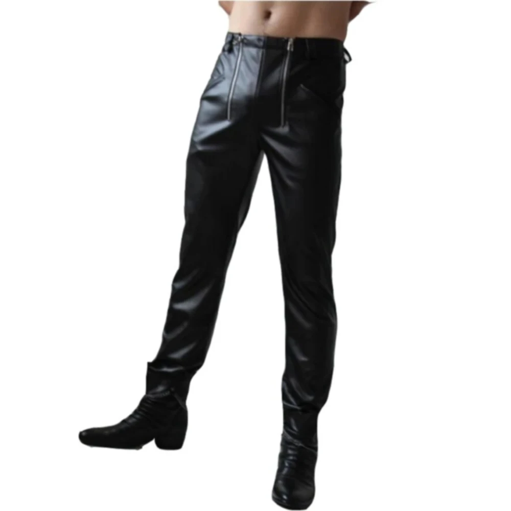 Лидер продаж модные удобные кожаные мужские брюки с карманами