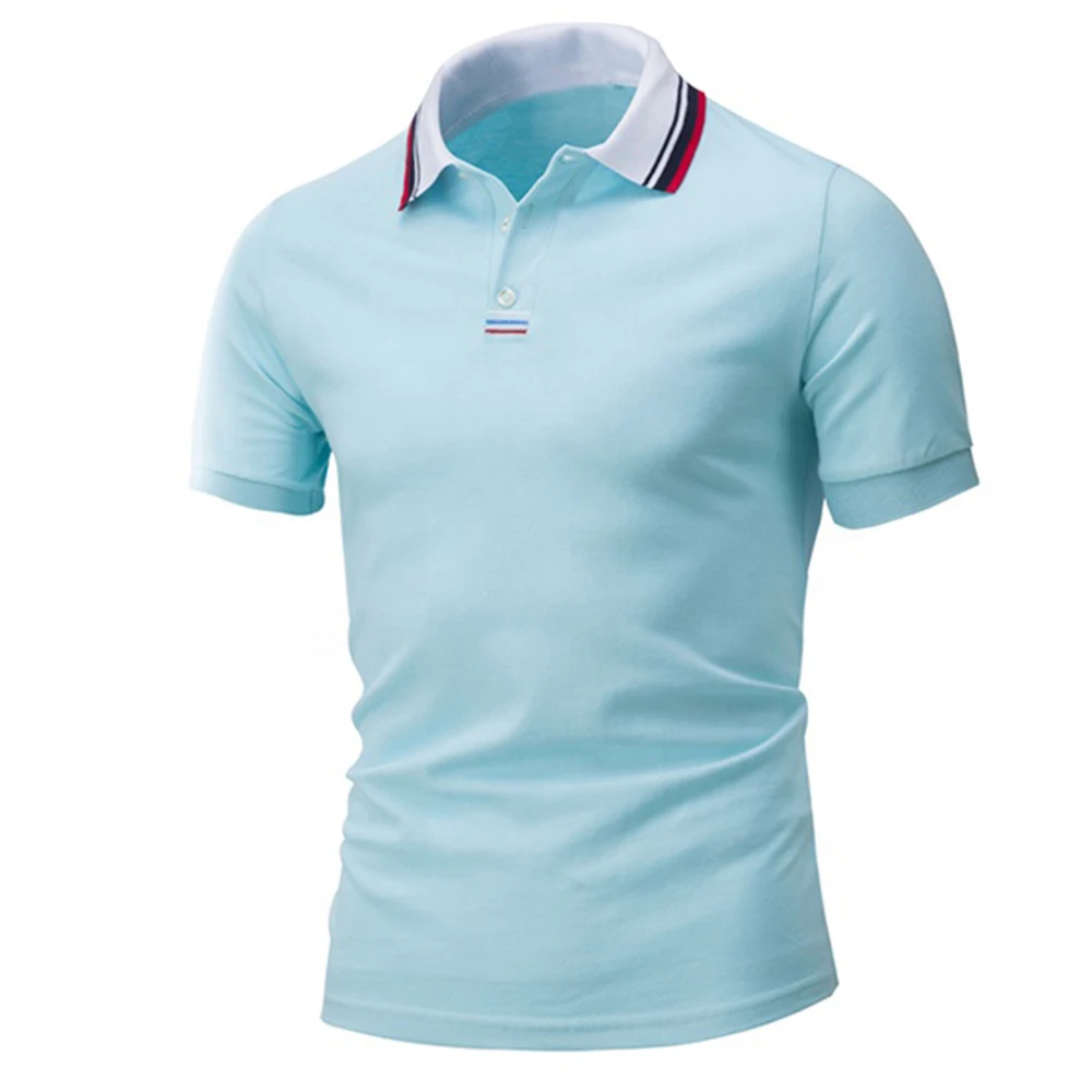 
Customized Polo Shirt Sky Blue Color Short Sleeve Men Polo T Shirt 