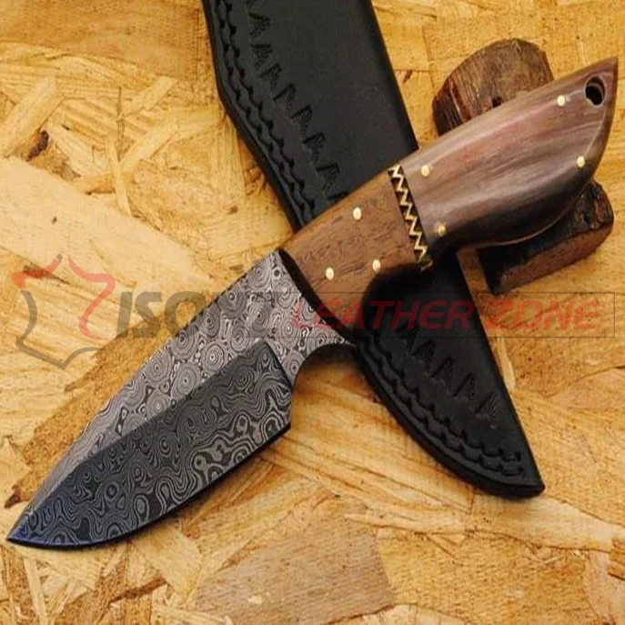 Охотничий нож лезвие дамасское розовое дерево ручка бюстгальтеры разделители