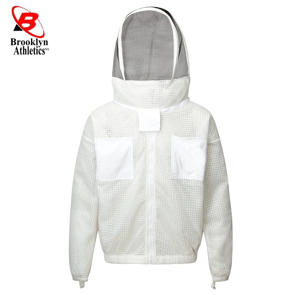 Ventilated Cotton Beekeeping SafetySuit with Hood Protective Workwear Coverall Jacket in Shirt Style