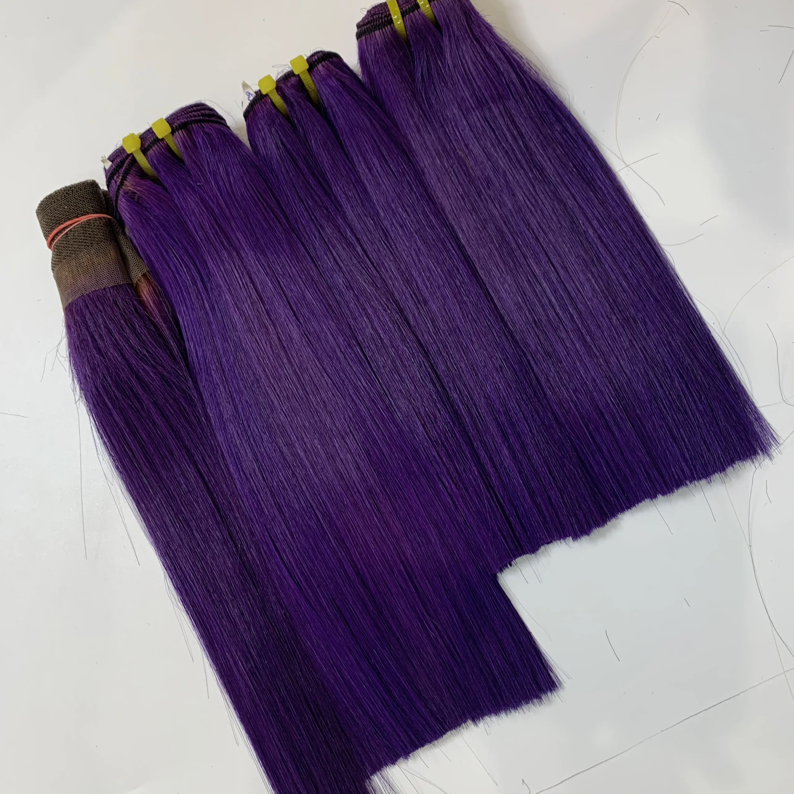 Оптовая продажа лучшее качество волосы Remy супер двойные прямые 100% вьетнамские человеческие пурпурного цвета