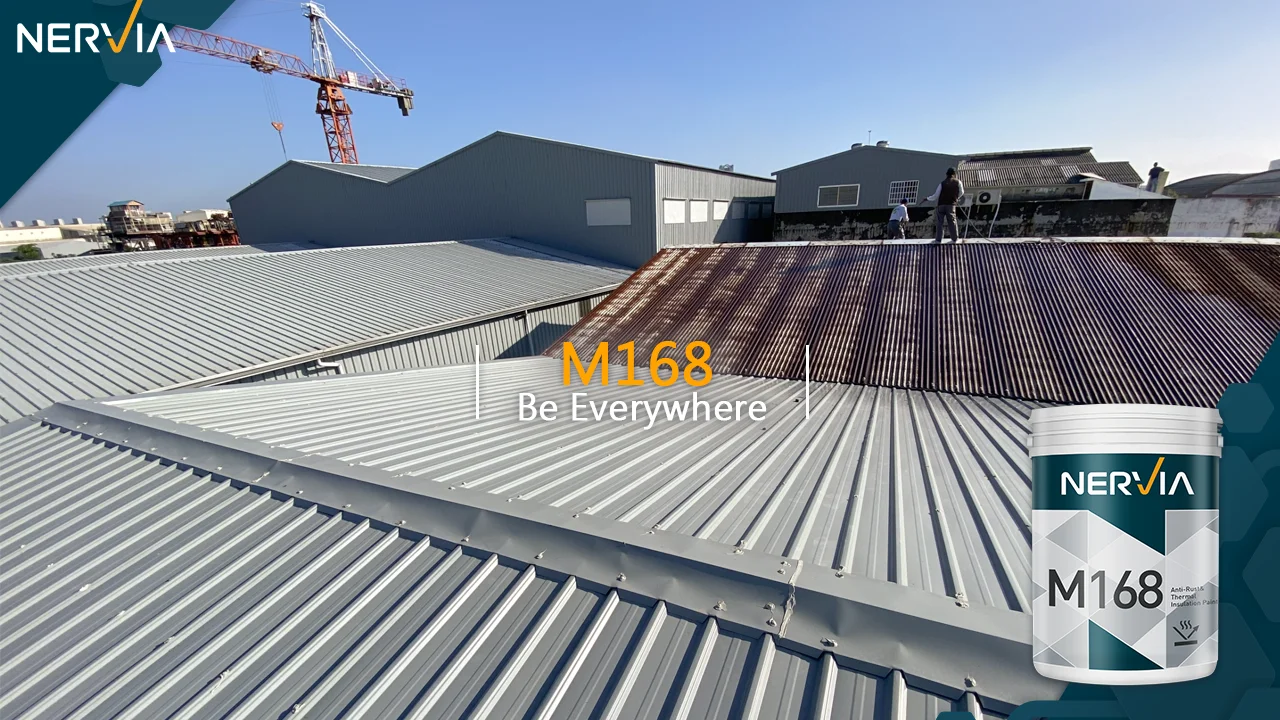 Распылительная краска на стене и крыше бетона металла от Nervia для антикоррозийного водонепроницаемого покрытия