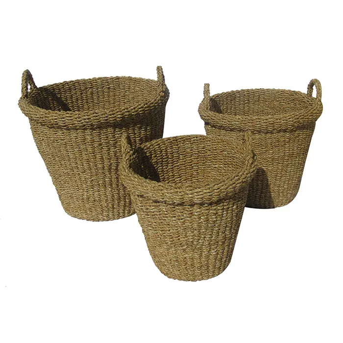 Woven handmade seagrass kitchen storage basket for kitchen room decoration