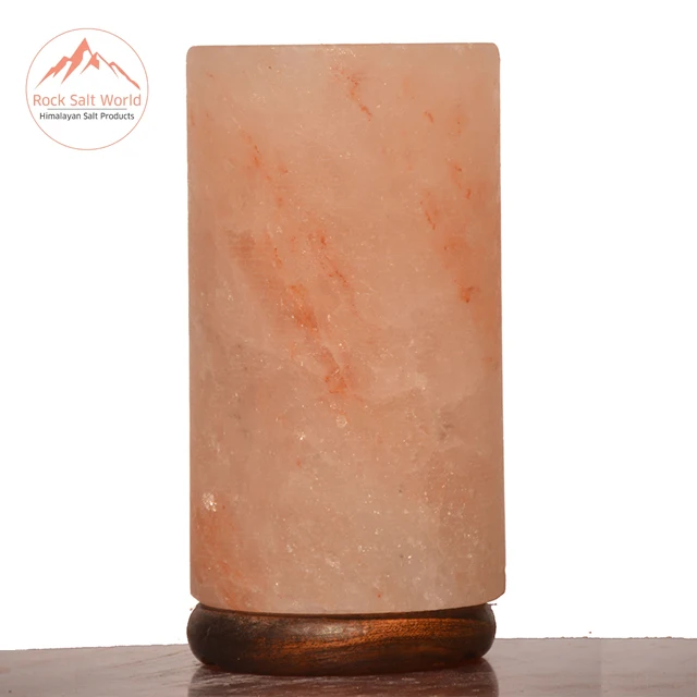 
Cylinder Shape Rock Salt Lamp Himalayan Natural Rock Salt Lamp in Cylinder Shape Origin With Certified Wooden Base and Cord 