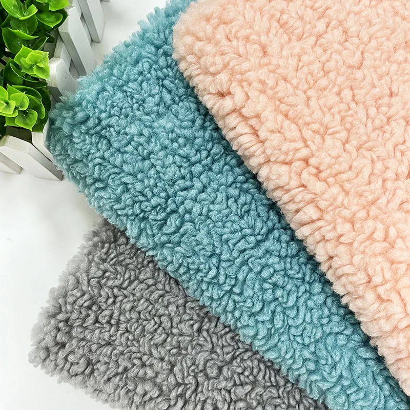 Thick knitting polyester wheat velvet grain cashmere lamb-like fashion coat plush toy fabric