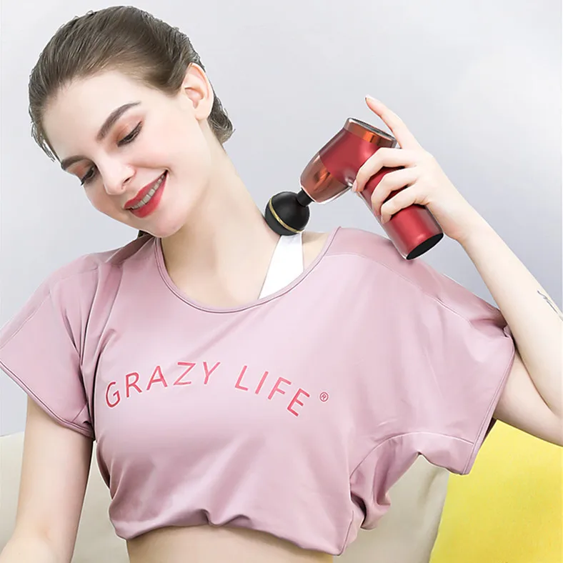 Mini massage gun heat body percussion fascia mini massage gun with case