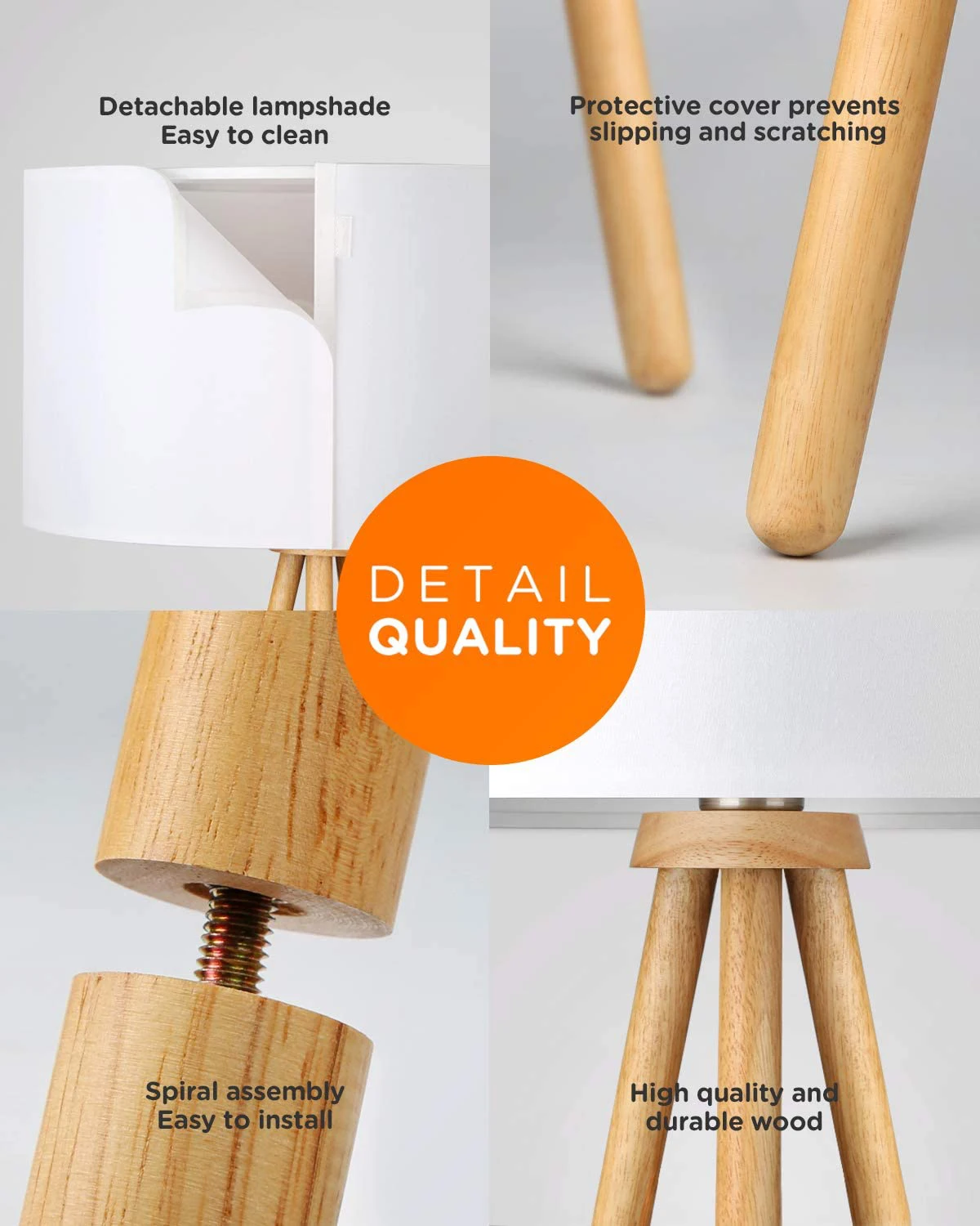 EEA simple design nordic standing tripod floor lamps living room bedroom modern wood floor lamp