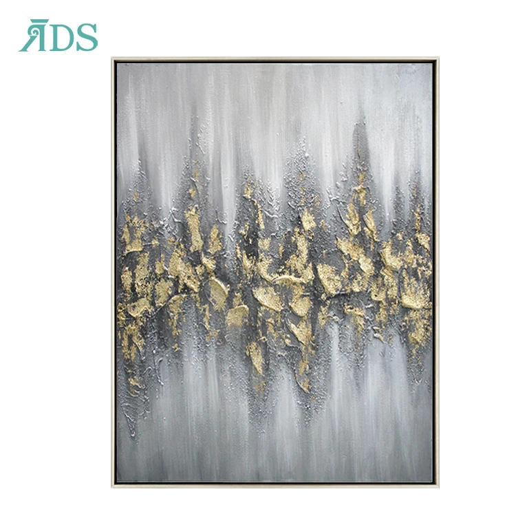 
Handpainted Oil Paintings Glitter Gold Foil Art Large Abstract Canvas Painting 