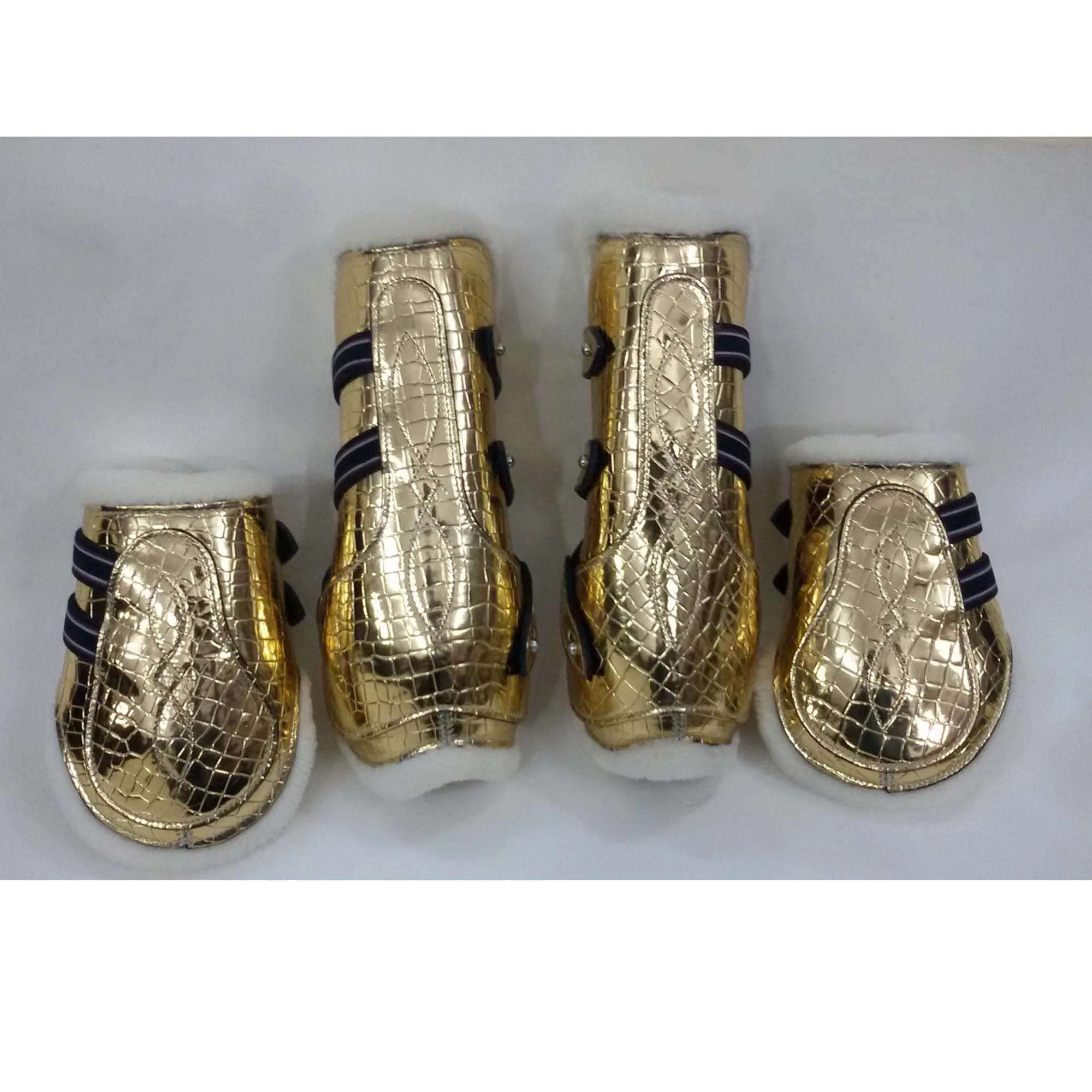 WHOLESALE MANUFACTURER HORSE GOLDEN TENDON BOOTS WITH MATCHING BELL BOOTS PAIR SET