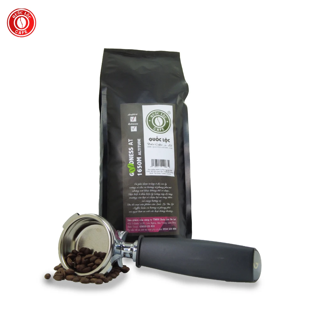 ISO 9001 Certification 100% Arabica roasted coffee beans 12 months shell life 1000 Gram Quoc Loc Arabica coffee from Vietnam