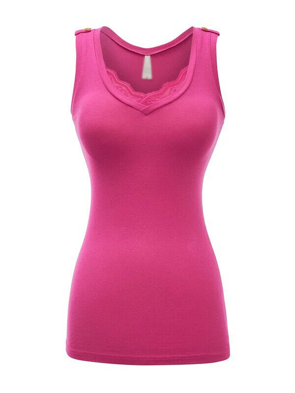  Женская хлопковая эластичная повседневная майка без рукавов OEM Базовая для фитнеса с V-образным вырезом кружевные Дешевые топы женские элегантные желтые Топы