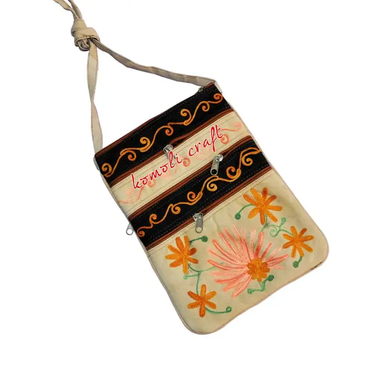 Combinatination multi pocket embroidery suede Vietnam handmade bag custom designs