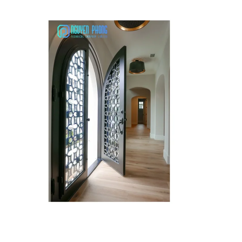 Индивидуальные горячеоцинкованные кованые железные французские двери Современная внешняя дверь стальная входная