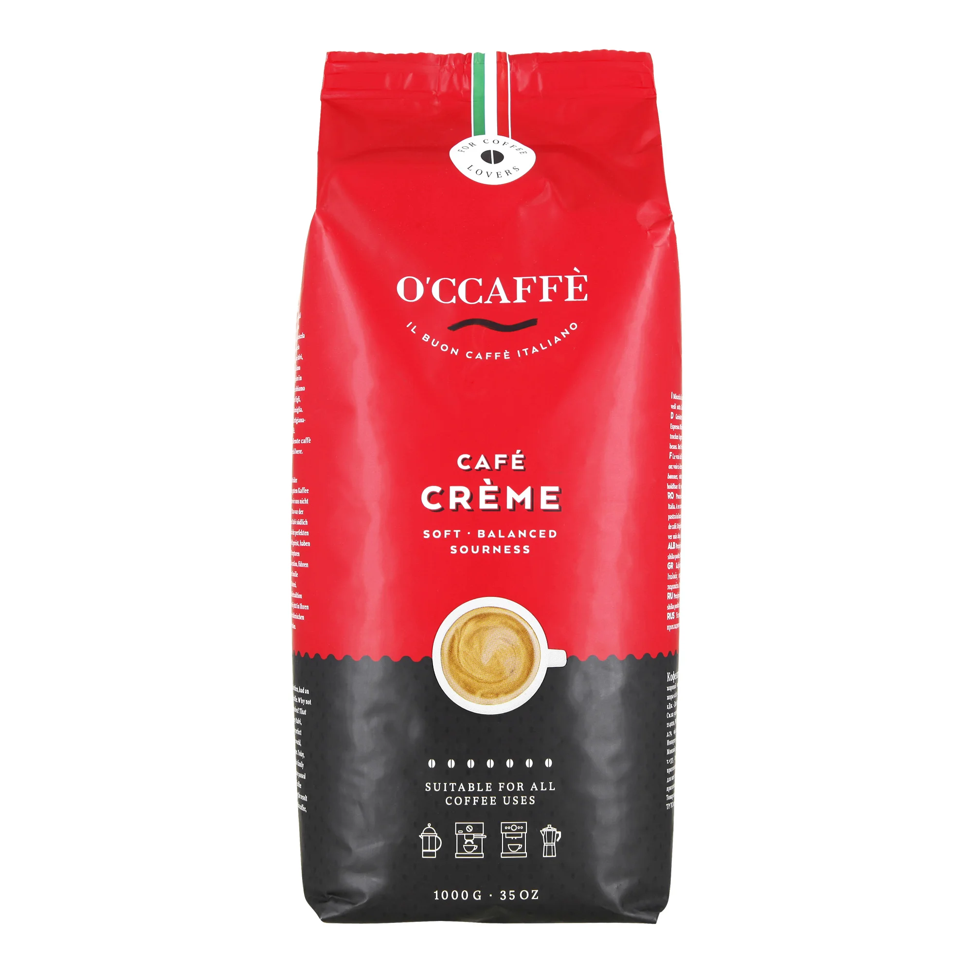 Сделано в Италии, Occaffe 1 кг, смесь арабики и робуста, итальянские зерна эспрессо, кофейные зерна для Моки